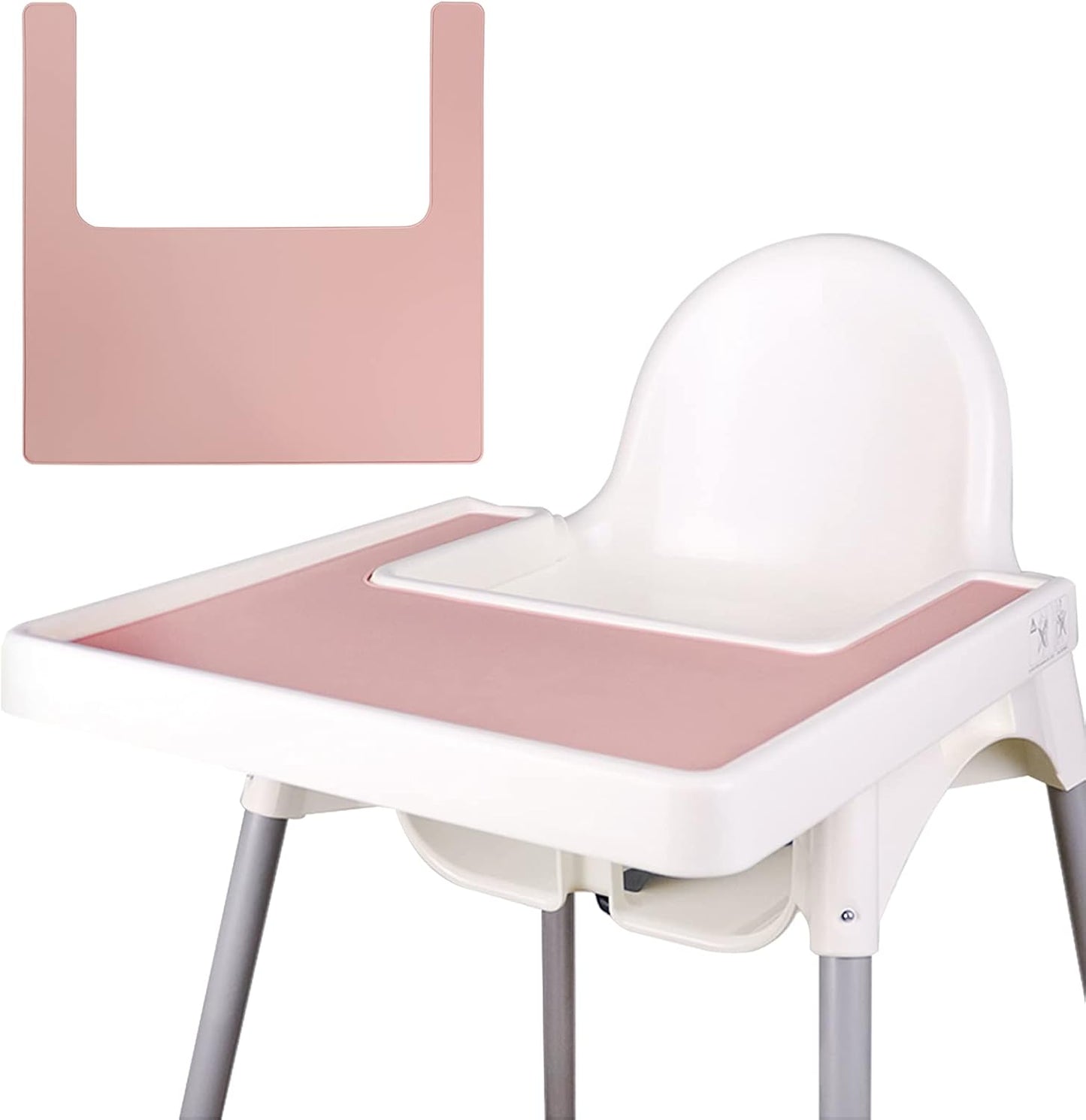Lomgwumy silicone high chair placemat pink front view on tray