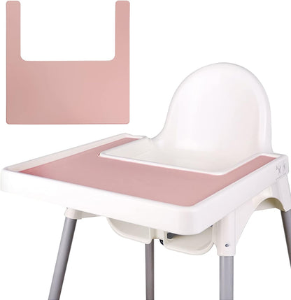 Lomgwumy silicone high chair placemat pink front view on tray