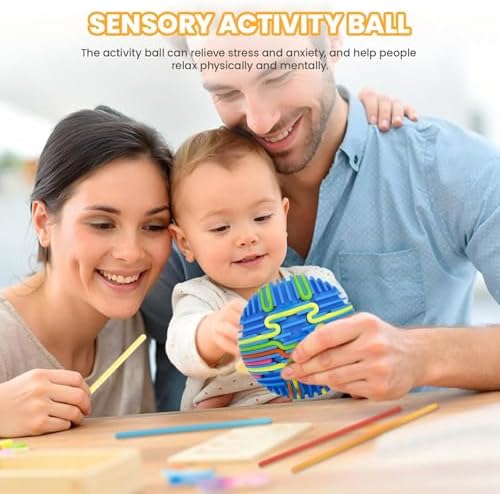 Close up of the textured tactile surface and flexible colorful bands of the PushGoGo toy.