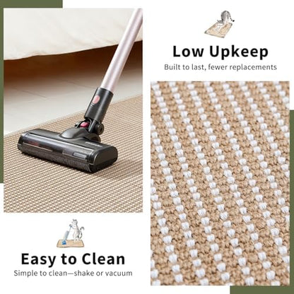 Longhair Ragdoll cat playing on the Petinstinct natural sisal floor carpet protector