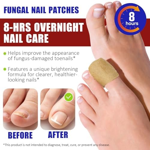 Close up of 8-hour overnight hydrogel nail patch being applied to a toenail.