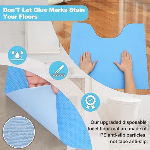 Pack of twenty-five Miumoon disposable toilet floor mats stacked neatly in original packaging.