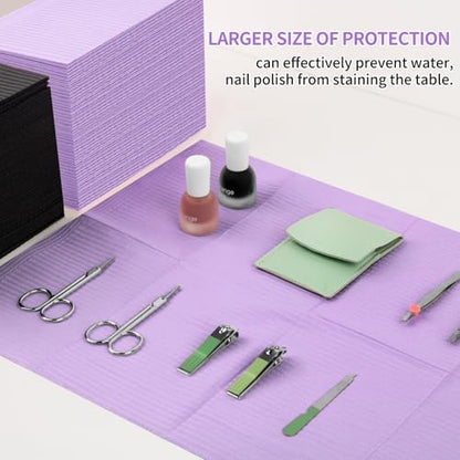 Disposable nail table mat with waterproof backing layer