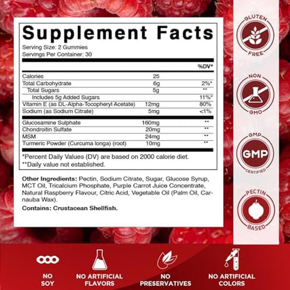 Vitamatic Glucosamine Chondroitin Gummies with MSM & Vitamin E – Joint Support Formula – 60 Pectin-Based Vegan Gummies - Image 3