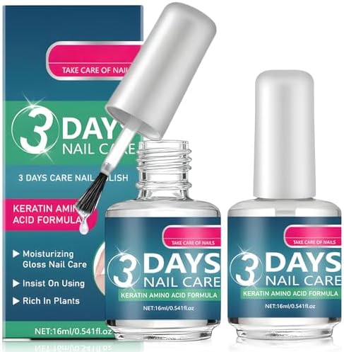 Keratin amino acid nail oil applied to weak brittle fingernails for deep hydration