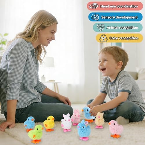 FEXXA mechanical jumping chickens displaying soft premium plush fabric material texture