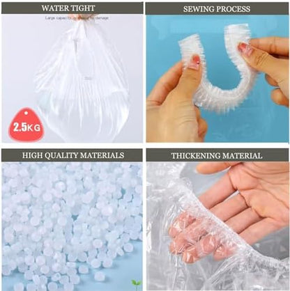 Individually folded clear travel toilet seat cover bags close up