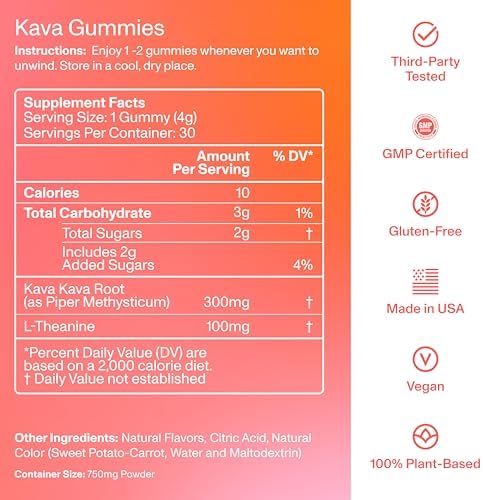 USA imported FOCL kava root extract gummies in blood orange variation