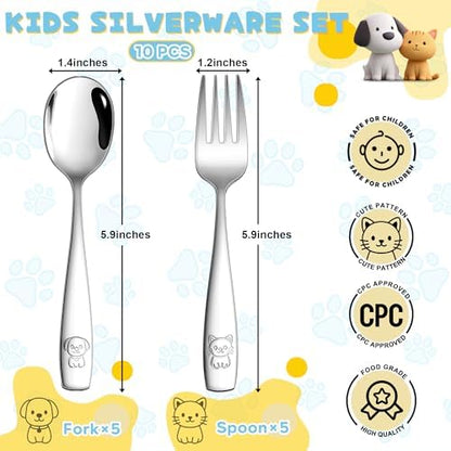 Detailed view of Lianyu stainless steel toddler forks and spoons