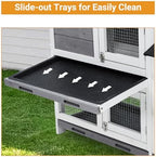 Garvee 63 in Bunny Hutch Indoor Bunny Cage, with 3 Leak-Proof Removable Trays, Wooden Waterproof Roof Rabbit Hutch Indoor/Outdoor, 2-Tier Bunny House/Chicken Coop, Gray and Black - Image 5