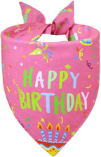 Dog Birthday Girl Bandana for Small Dogs - Reversible Pink Confetti Tie-On Scarf, Happy Birthday Party Outfit Puppy Gift, 9-14" Neck - Image 2