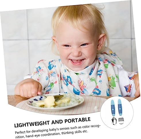 Close-up of the rounded safe fork tines and polished spoon edges of the Toyvian kids set.