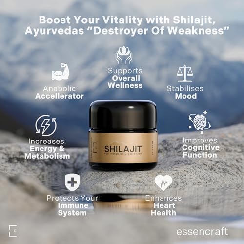 High potency authentic shilajit resin by Essencraft showing thick mineral texture.