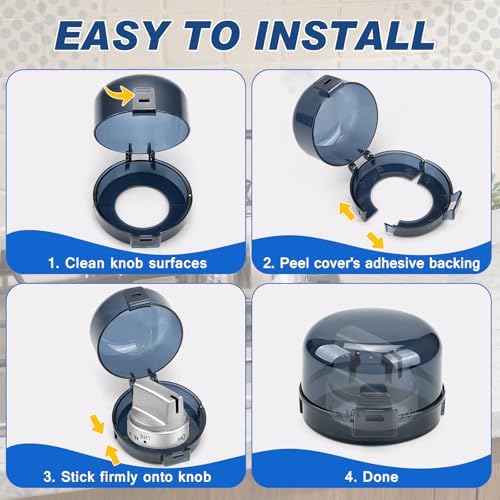 Universal size gas stove knob safety guard black