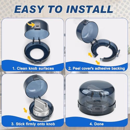 Universal size gas stove knob safety guard black