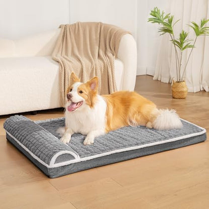 Orthopedic Dog Bed Large Sized Dog with Pillow 36''X24'', Waterproof Soft Comfortable Egg Crate Foam Pet Crate Beds Mat with Removable Washable Cover and Non-Slip Bottom, Grey - Image 3