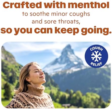 Ricola throat lozenges with fair trade honey and natural menthol details on the family size bag