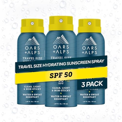 Oars + Alps SPF 50 sunscreen spray bottle front view