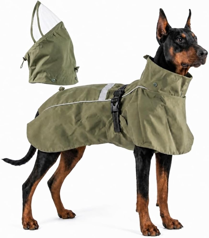 Rynvale Studio waterproof dog raincoat front view on medium breed