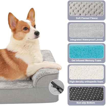 Rainmr Orthopedic Dog Bed for Small and Medium Dogs, Memory Foam Pet Bed with Washable Removable Cover, Nonskid Bottom, Waterproof, for Indoor, Outdoor, Crate Car Use, 30x20x6 Inches, Light Grey - Image 4