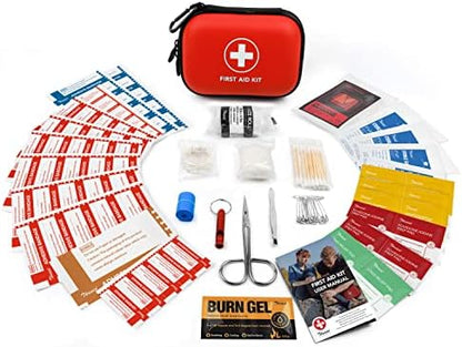 Water resistant EVA first aid case with double zippers and carabiner attachment