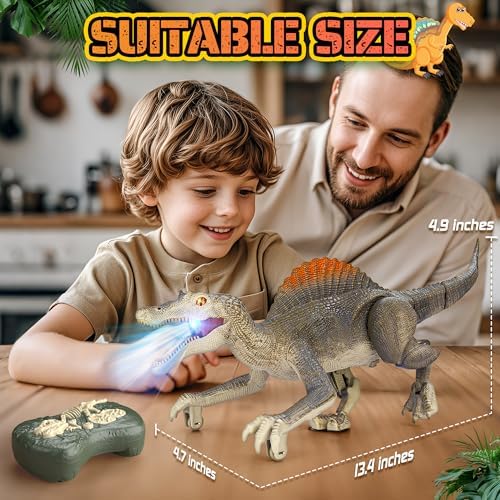 Child playing with Bokigibi walking remote control dinosaur