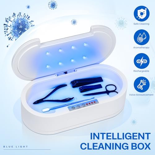GoLashFun blue light cleaning machine open showing interior