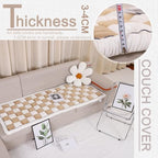 Awjcsv three cushion couch cover light brown geometric square design