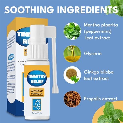Person applying FEAVBAFT ear spray for improved hearing and focus.