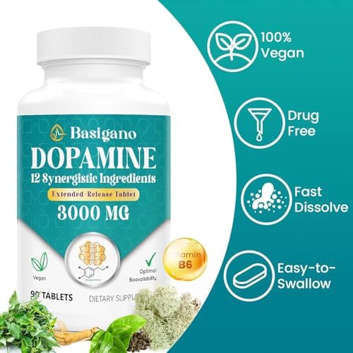 Basigano extended release brain health vegan tablets showing ingredients list and dietary claims