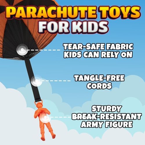 Close up view of the durable tangle free mesh construction on the nylon parachute toy