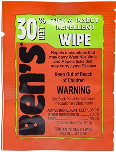 Ben's 12 count travel wipes for long lasting protection against mosquitoes