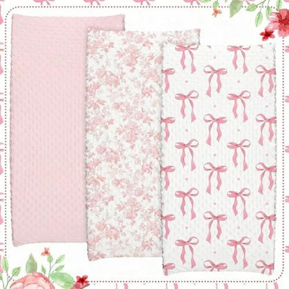 Three piece soft velvet minky dot nursery decor set