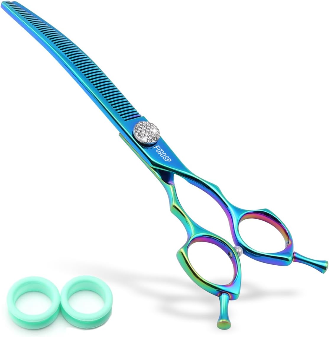 Professional Curved Thinning Shears Dog Grooming Scissors 7.5'' Rainbow Curved Thinner Scissors for Grooming Large Dogs Pet 56 Teeth Japan 440C(Curved Thinner,Rose Red) - Image 14