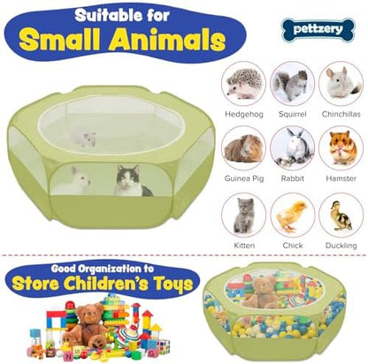 Small Animal Playpen with Zippered Top, Portable Waterproof Pet Cage (47"x23") for Kitten, Bunny, Guinea Pig, Hamster, Chicken Brooder, Indoor & Outdoor Exercise Pen, Foldable Design - Image 4