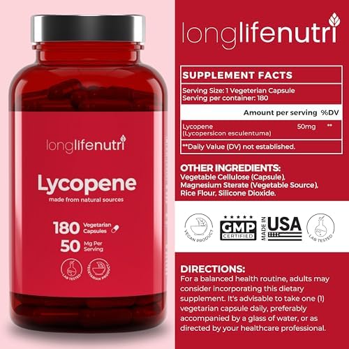 LongLifeNutri Lycopene natural tomato extract supplement label details
