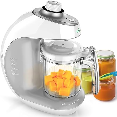 NutriChef two in one steamer cooker and puree blender showing the removable steam basket