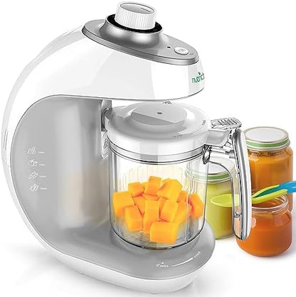 NutriChef two in one steamer cooker and puree blender showing the removable steam basket