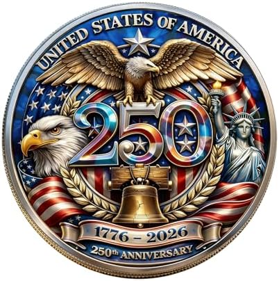 OOOOYCYHT patriotic 1776 to 2026 American independence collector coin displayed on a flat surface