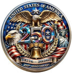 OOOOYCYHT patriotic 1776 to 2026 American independence collector coin displayed on a flat surface
