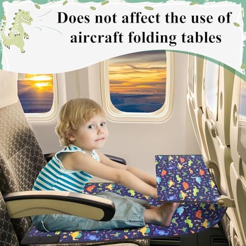 YUMTIM Waterproof Airplane Seat Extender showing a toddler sleeping comfortably on the flat fabric surface.