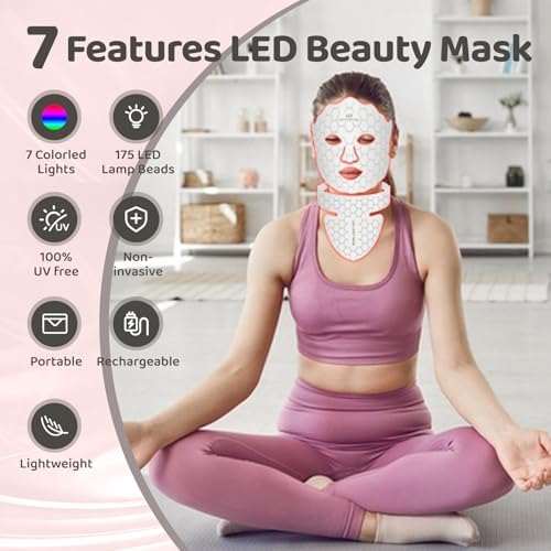 Yahi LED therapy mask inner view displaying the 175 high-density light beads for face and neck rejuvenation.