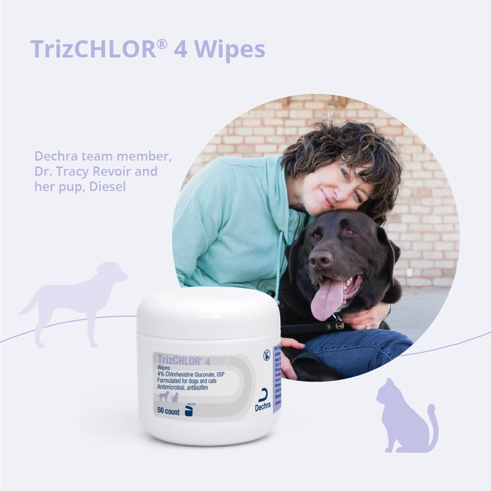 Dechra veterinary products professional formula antimicrobial pet wipes container.
