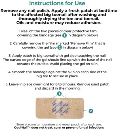 Opti-Nail night time treatment ingredients and safety information label