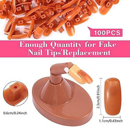 100 brown nail tips included in Deciniee training kit