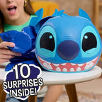 Disney Stitch blind box toy opened up to reveal multiple wrapped mystery surprise bags inside.