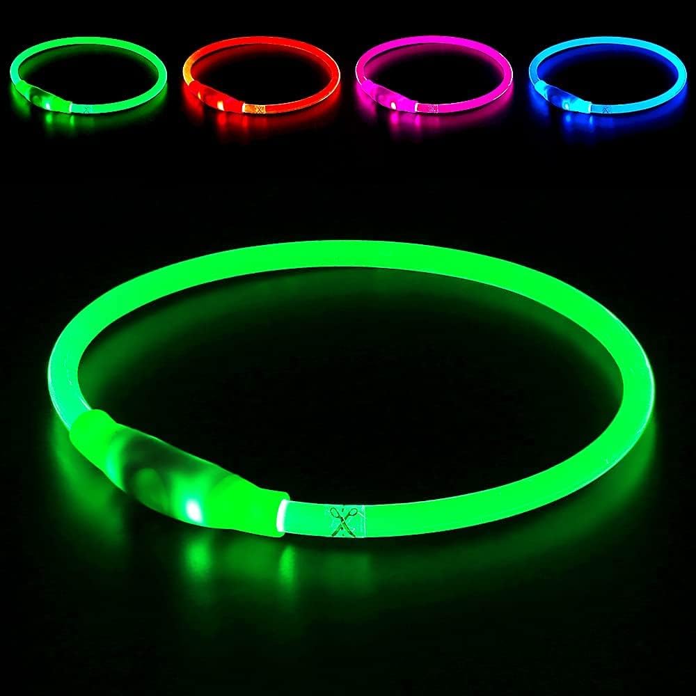 Bseen LED dog collar green front view
