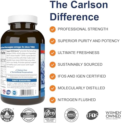 Carlson Super DHA Gems nutritional supplement facts label