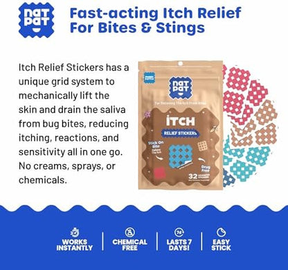 Authentic imported USA insect bite stickers showing the waterproof protective barrier on skin