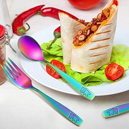 Dishwasher safe Pimoys rainbow cutlery for kids